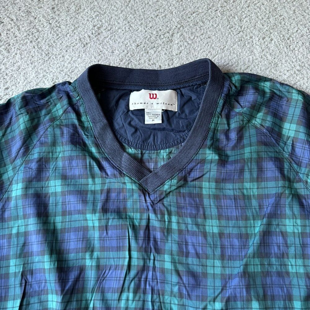 NEW Wilson Jacket Mens Medium Green Blue Tartan Plaid Windbreaker Golf Pullover